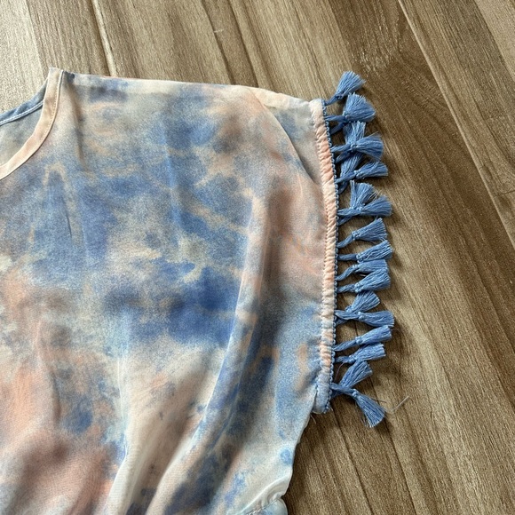 NWOT Kids sheer Tie-Dye beach Dress/coverup with Tassels. Size L - Picture 8 of 15